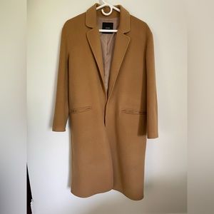 Camel wool blend duster coat